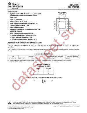 SN74AUCU04RGYR datasheet  